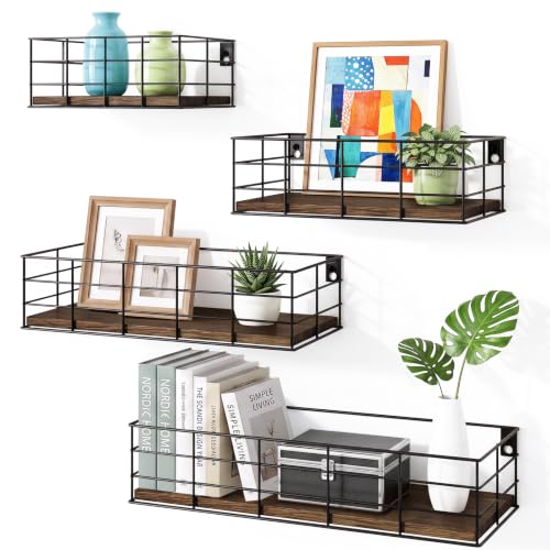 Fixwal Wire Frame Floating Shelves for Wall Storage 4 Different Sizes