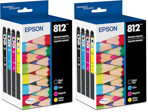 Image of Epson 812 DURABrite Ultra Ink Standard Capacity Black & Color Cartridge Combo Pack (T812120-BCS) Works with Workforce Pro WF-7310,7820,7840,EC-C7000,(Pack of 2)