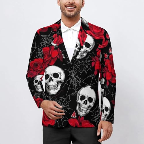 Rose Skulls Printed Men's Blazer Printed Button Suit Jacket Slim Sport Coat Blazers2