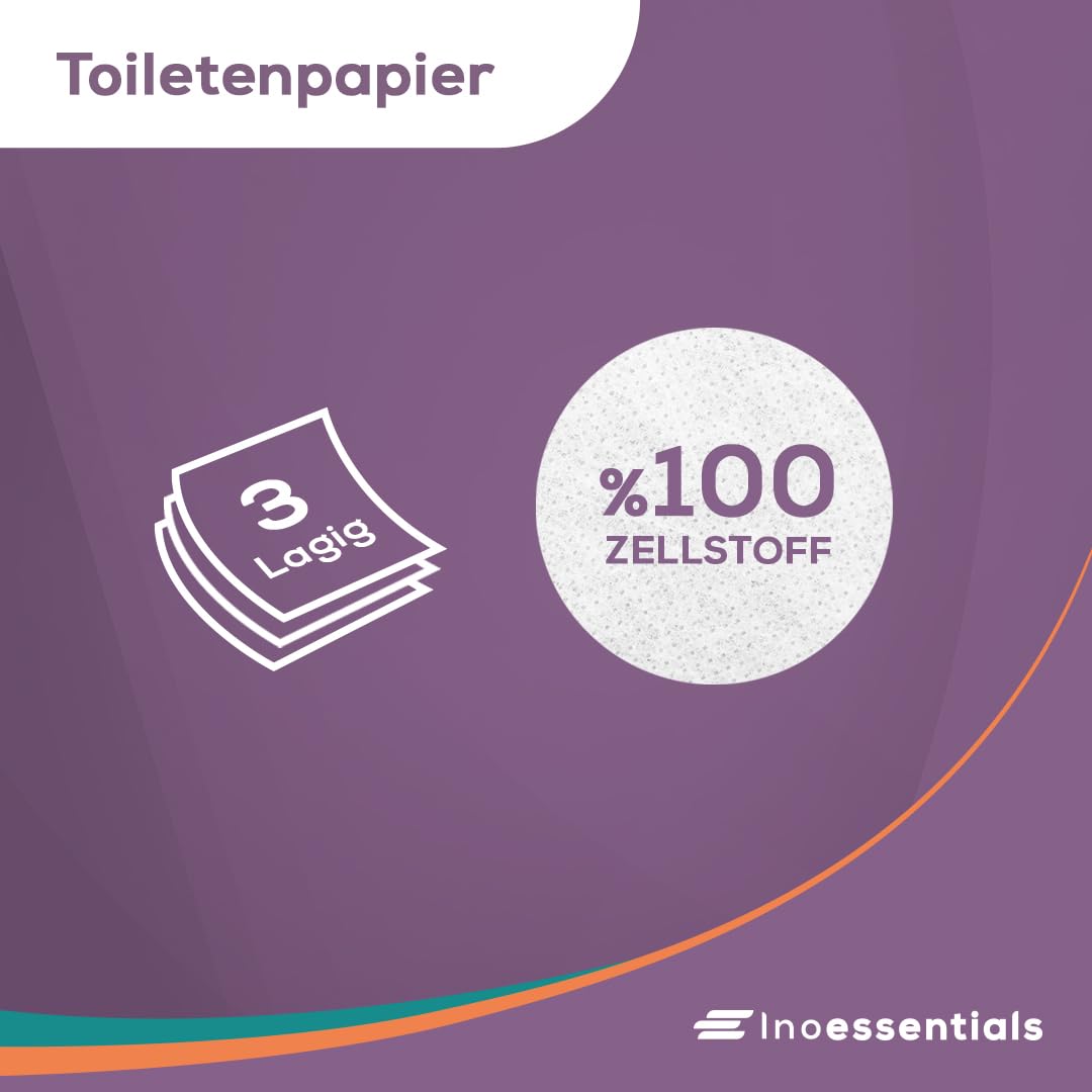 Inoverse Papel higiénico de 3 capas, 96 rollos, 150 hojas por rollo, extra suave y resistente a roturas, 100% celulosa, paquete grande para familias, 96 rollos, 4 unidades