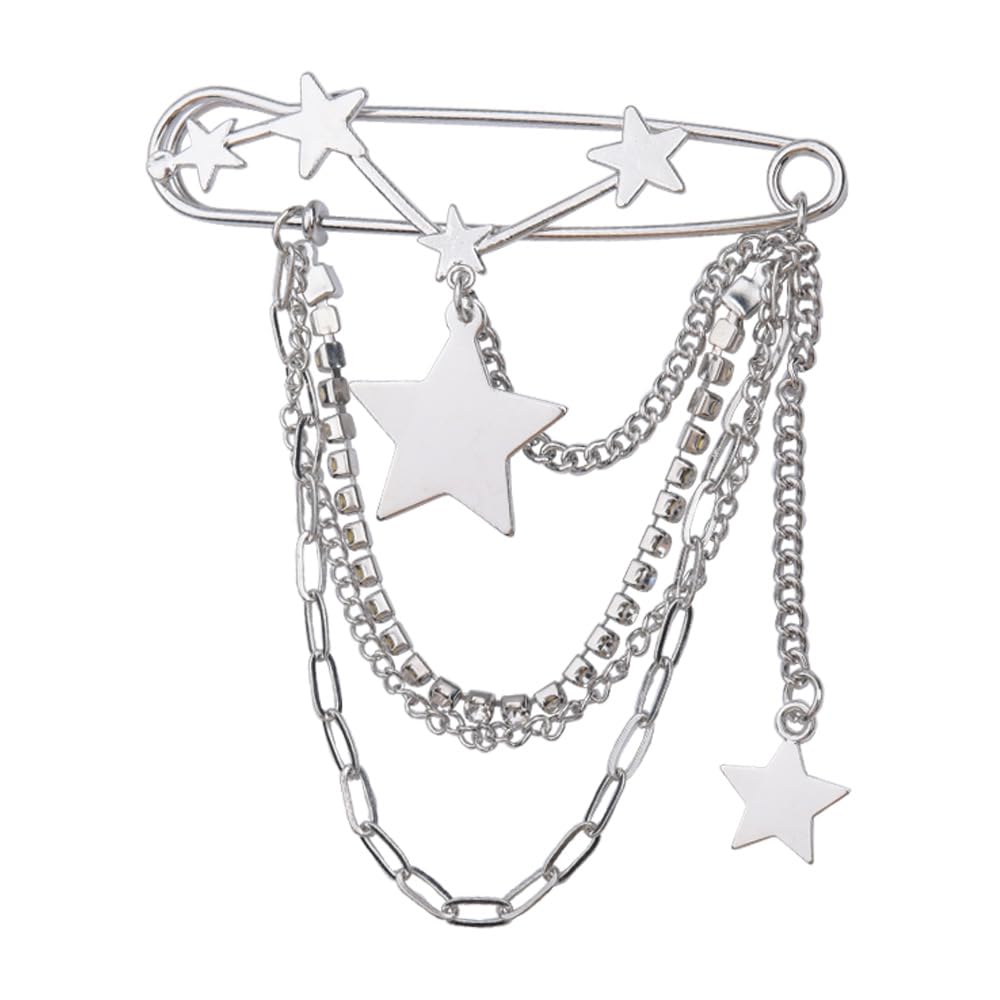 Y2k Chain Brooch Pins for Women Silver Gold Tassel Pin for Coat Collar Brooch Pin Y2k Punk Shoes Clothing Accessories