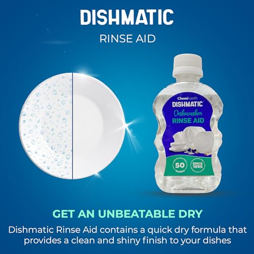 Image of Dishmatic Dishwasher Rinse Aid (250 ml X 2 bottles), Liquid Rinse Aid Regular Combo Pack for Sparkling Clean Dishes Compatible with All Automatic Dishwasher