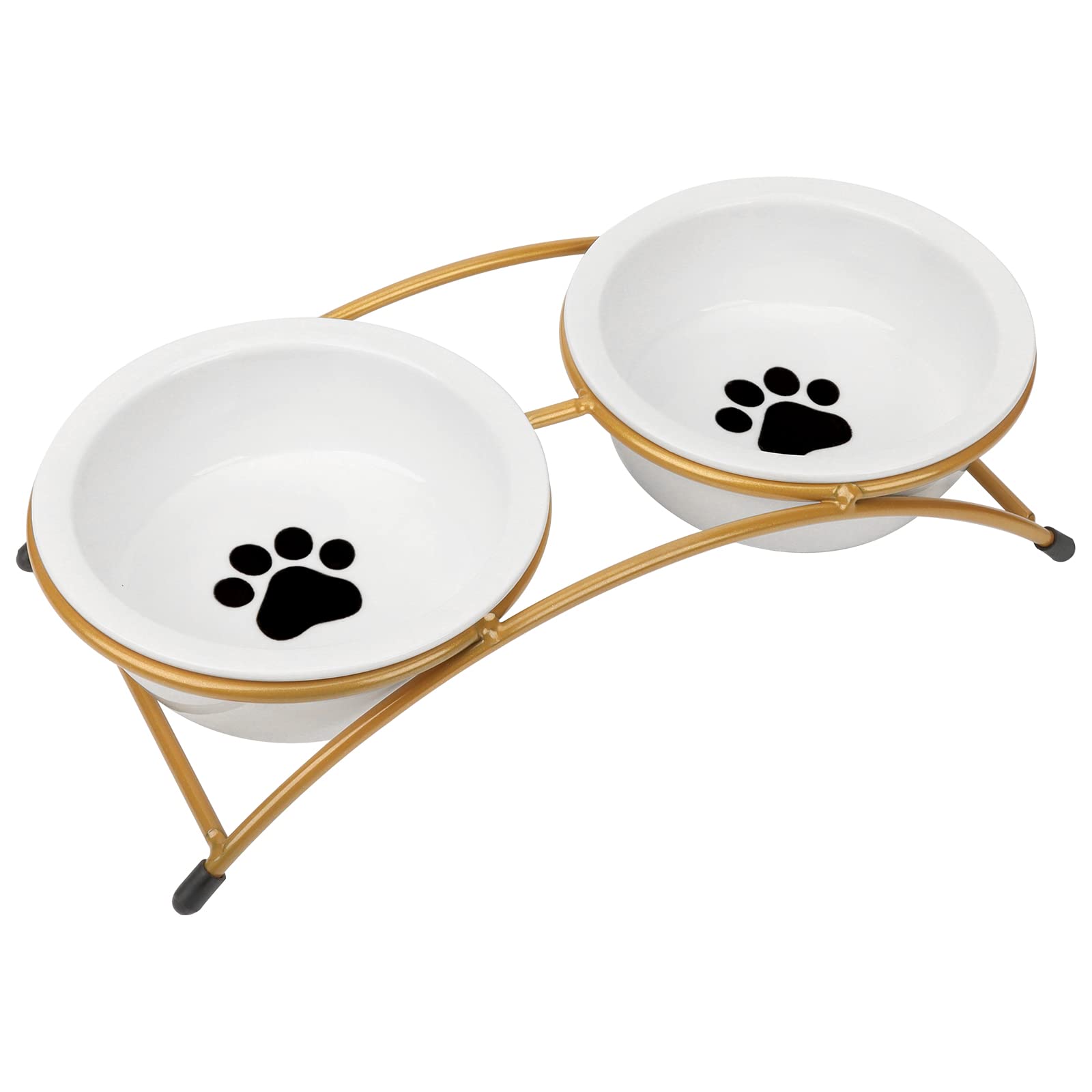 ZONEYILARaised Cat Bowl Set, 12 OZ Elevated Cat Food Bowls Ceramic for Food and Water, Cat Small Dogs Double Bowls with Iron Stand, Anti Vomiting, Dishwasher Safe