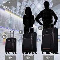 NOWI Sevilla Kofferset 3-teilig – Weichschalen Trolley Set (30L, 50L, 76L) mit 4 Rollen & Zahlenschloss | Leichte Reisekoffer in verschiedenen Größen (Schwarz-Rot, Set) – Ansicht 2