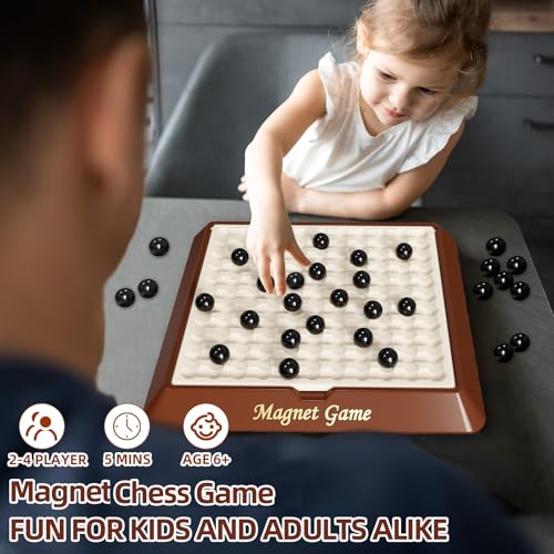 Image of Magnet Game, Board Games for Kids 8-12, Family Games for Kids and Adults, Magnetic Game Chess with Storage Board for Family Game Night, 2-4 Players