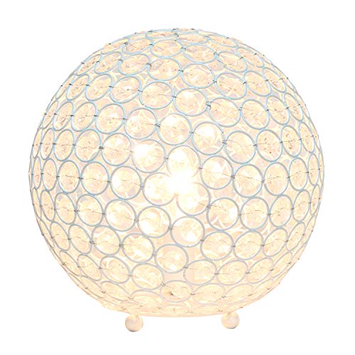 Elegant Designs Lt1067-Wht Elipse 10 Inch Crystal Ball Sequin Table Lamp, White #TOP22