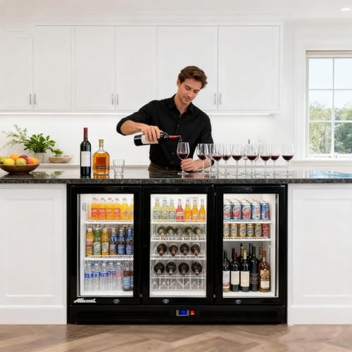 Image of Back Bar Cooler Under Counter Beverage Refrigerator, 13 Cu Ft Undercounter Fridge,3 Door 53.5 inch Commercial Beer Built-In Cooler with LED Light Adjustable Shelves Safety Locks,ETL Approval