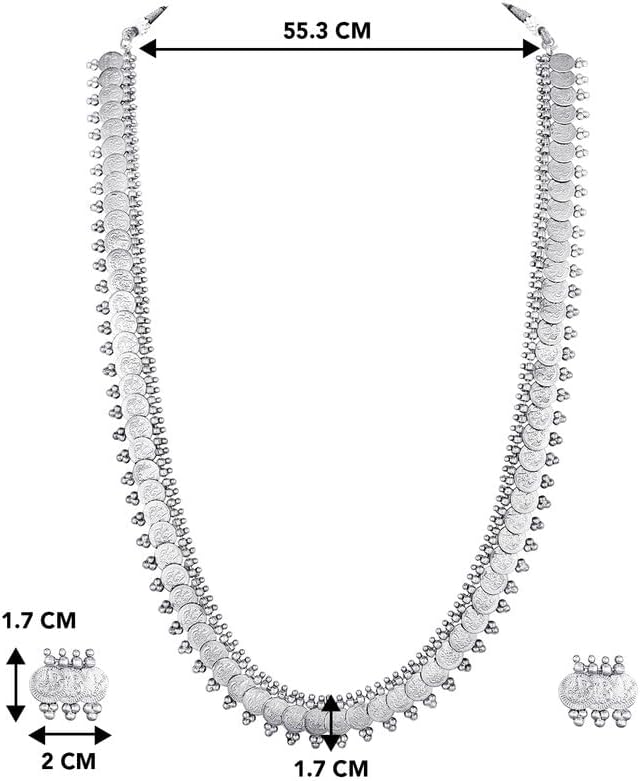 Aheli Wedding Wear Gold Tone Goddess Engraved On Coin Long Necklace Set South Indian Traditional Bollywood Fashion Jewelry Set Gift for Women