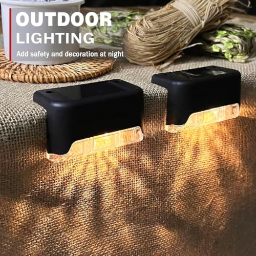 Image of Solar Deck Lights Outdoor, IP65 Waterproof Solar Stair Lights Pack of 4