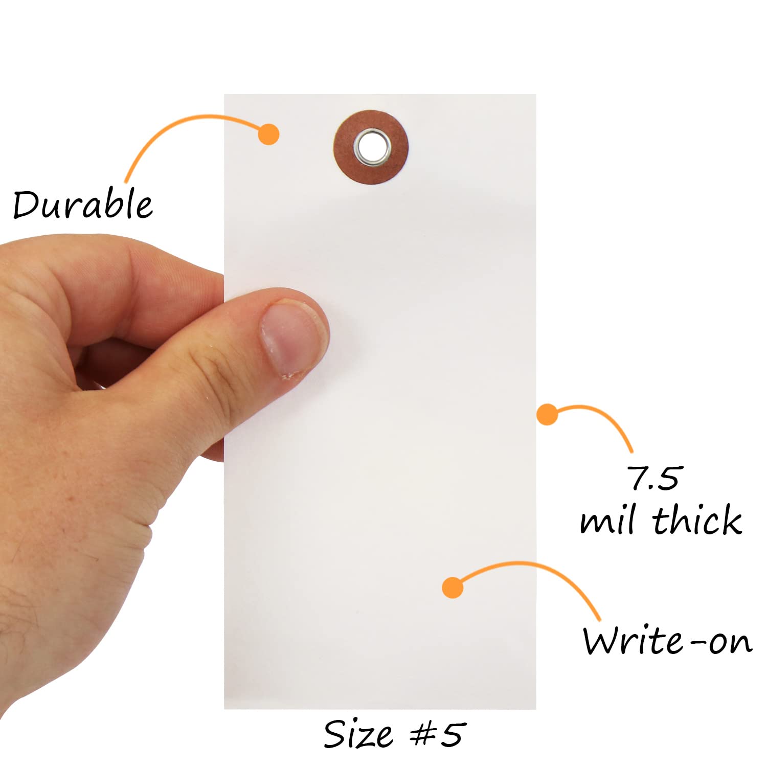 SmartSign 12,1 x 6 cm weiße Versandanhänger mit Metallöse (Größe 5), 7,5 mm HDPE-Kunststoff, beschreibbar, 1000 Stück (ohne Drähte)