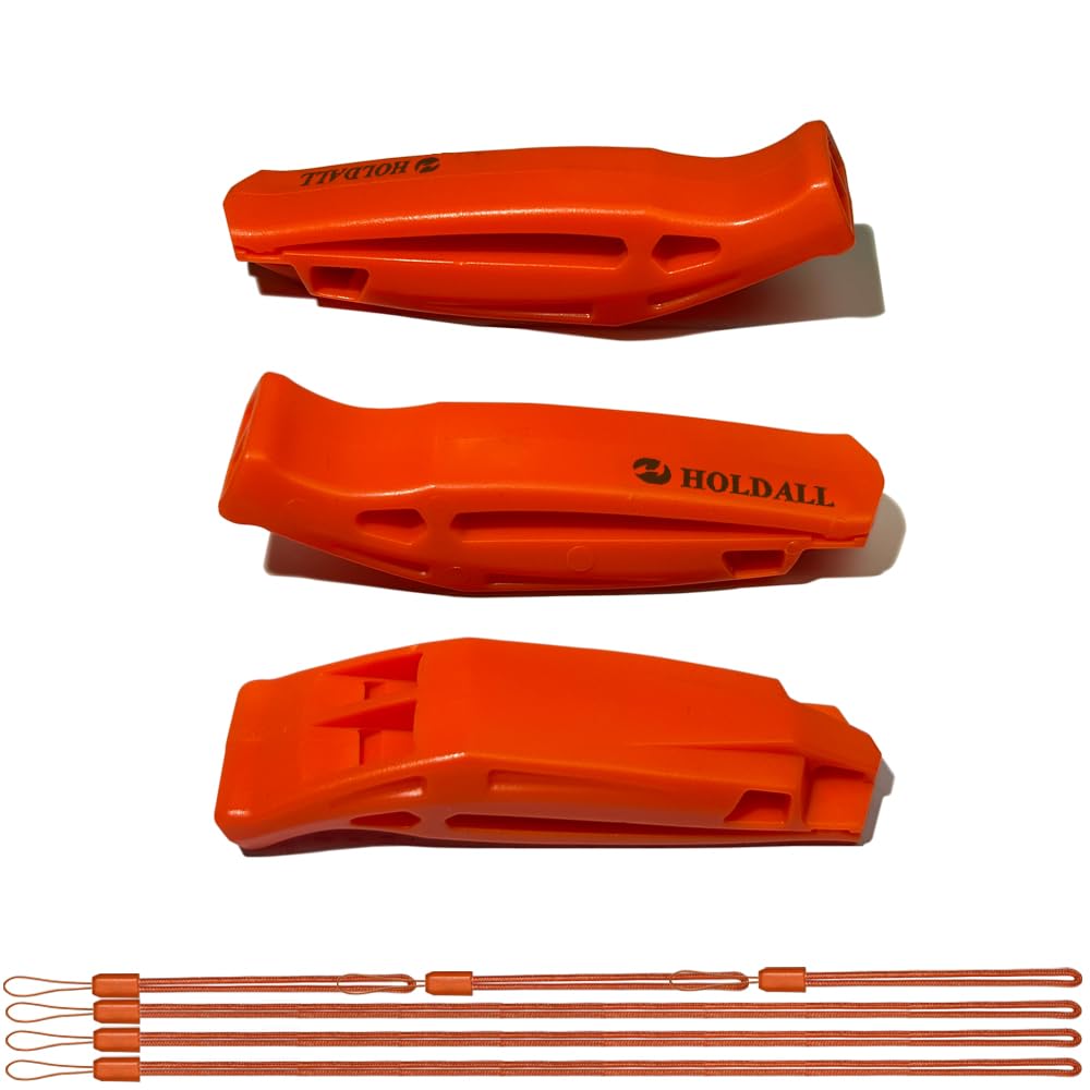 Emergency Safety Whistle with Lanyard, Loud Pea-Less Survival Whistles for Boating Kayaking Life Vest Paddle Board Rescue Signaling. (Orange-3 Pack)-image-0