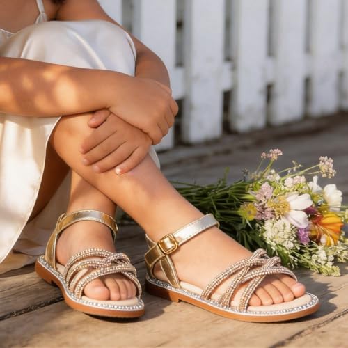 Image of Girls Dress Sandals Comfy Hook and Loop Summer Shoes for Toddlers