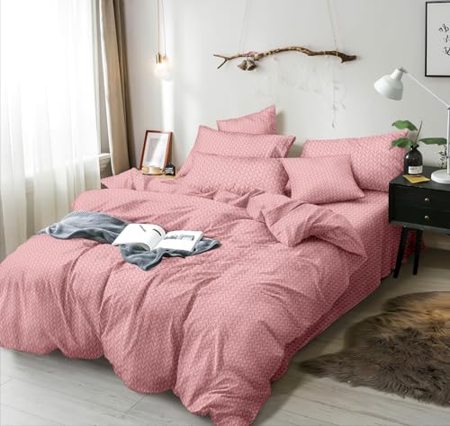 Image of DECOMIZER 240 TC Microfiber Soft Cotton Printed Single Bed Bedsheet for Diwan Bed, Size 60 Inches X 90 Inches, 152 X 230 cm with 1 Large Size Pillow Covers - PinkCCross