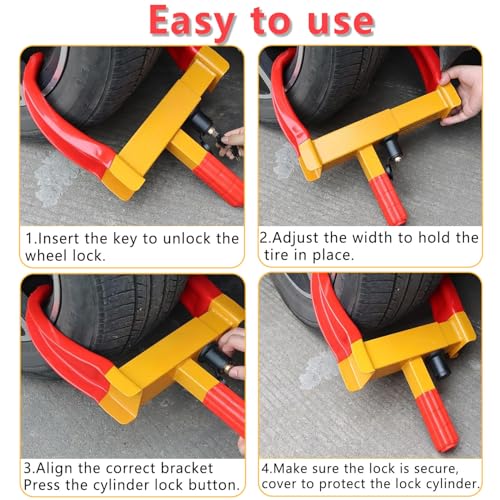 KEELYY Wegfahrsperre Radkralle Parkkralle Diebstahlsicherung mit 2 Schlüsseln, Felgenkralle Reifenkralle Wegfahrsperre Diebstahlsicherung für Anhänger Wohnwagen Autos, Wohnmobil