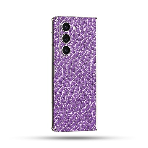 Image of MightySkins Carbon Fiber Skin Compatible With Samsung Galaxy Z Fold 5 Full Wrap - Purple Pleather | Protective, Durable Textured Carbon Fiber Finish | Easy To Apply and Change Styles | Made in the USA