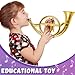 Lewtemi Gold Horn Musical Instruments Toy for Kid Toddler Fake Plastic Preschool Music Toy Gift Portable Wind Instrument Early Educational Teaching Songs Gifts for Toddlers Children