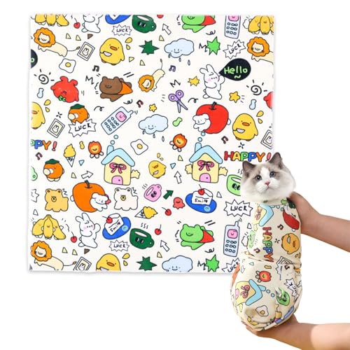 爪切り用キャットラップ 猫用グルーミングラップ 多機能 粘着式 噛みつき防止・引っかき防止・脱走防止 爪切り・グルーミング・入浴用 調節可能なバッグ、暴走/引っ掻き/噛まれ防止用のソフト猫ブランケット、多機能ペットツール、