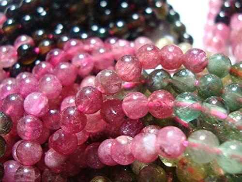 Tourmaline pastèque perles rondes lisses 3.8mm fil de pierres naturelles de 15.5"