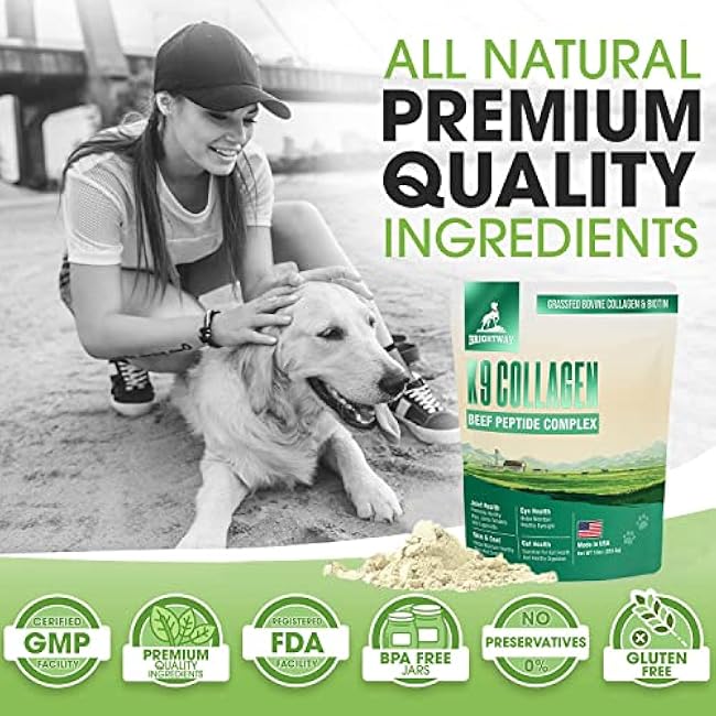 K9 Collagen PEPTIDE Complex W/BIOTIN - Hip & Joint Supplement for Dogs- Supports Healthy Joints, Skin & Coat ¨C Helps in Recovery & Repair¨C 3+ Months Supply - Over 114 Servings!-rC1Nyxbs