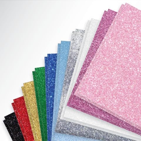 Glitter Cardstock Paper for Graduation Cap, Wedding Party Decoration, 20 Sheets, 10 Colors, Premium Sparkly Card Stock for Crafts, Card Making,
