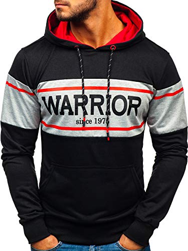 BOLF Hombre Sudadera Cerrada con Capucha con Estampado Estilo Deportivo J.Style 200108 Negro S [1A1]