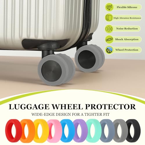 Image of 8Pack Luggage Wheel Protection Cover, Wear Resistant Anti Noise Silicone Protector Cover for 2-3 inch Spinner Wheel for Suitcases Chair Caster Travel, Green