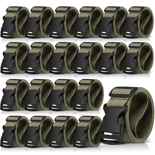 Hicarer 20 Pack Tactical Belt for Men Quick Release Work Tool Belt Military Nylon Straps ​with Buckle for Men Hunting Hiking