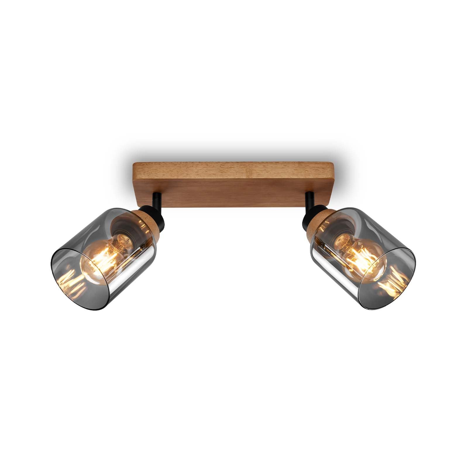 BRILONER – Deckenlampe, Deckenleuchte, Lampe, Rauchglas, Schwenkbar, Wohnzimmerlampe, Schlafzimmerlampe, Küchenlampe, Schwarz-Holz
