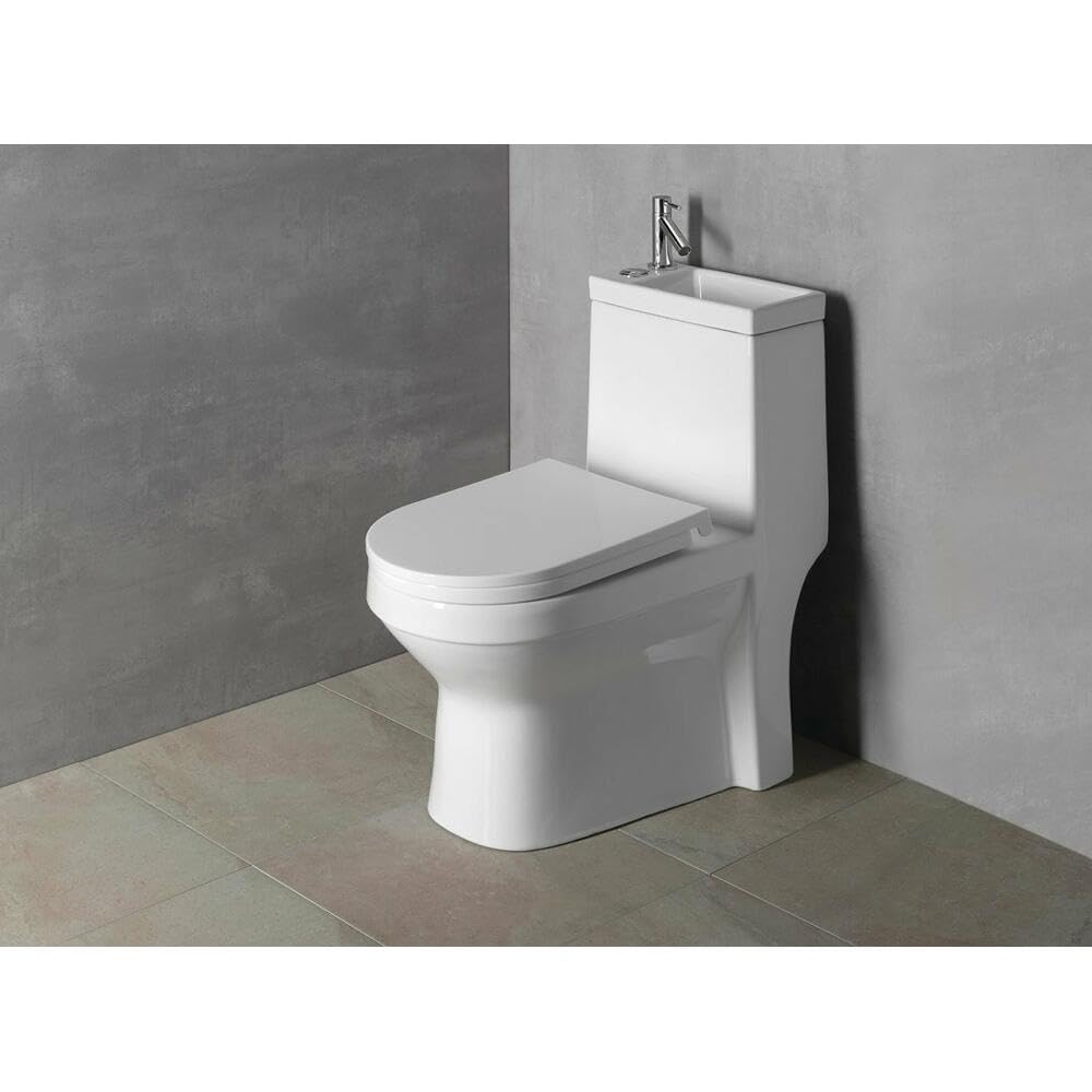 HYGIE - Inodoro combinado con lavabo, salida vertical y horizontal, color blanco