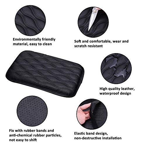 ACODABLEM Auto Center Console Pad, Universal PU Leather Auto Armrest Cushion Pads, Waterproof Center Console Box Armrest Protector Perfect for Most Vehicle SUV Truck (Grey)