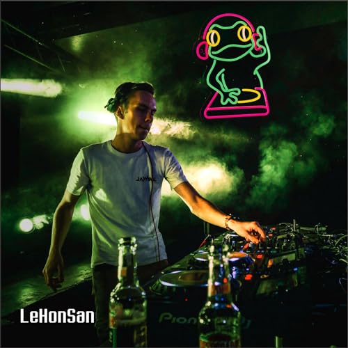 Image of DJ Frog Neon Sign for Wall Decor, Scratch Frog Dimmable LED Neon Light Sign for Gaming Room Decor Wall Art Birthday Gift Men Cave 16.46 * 12.60 Inches, USB Powered.