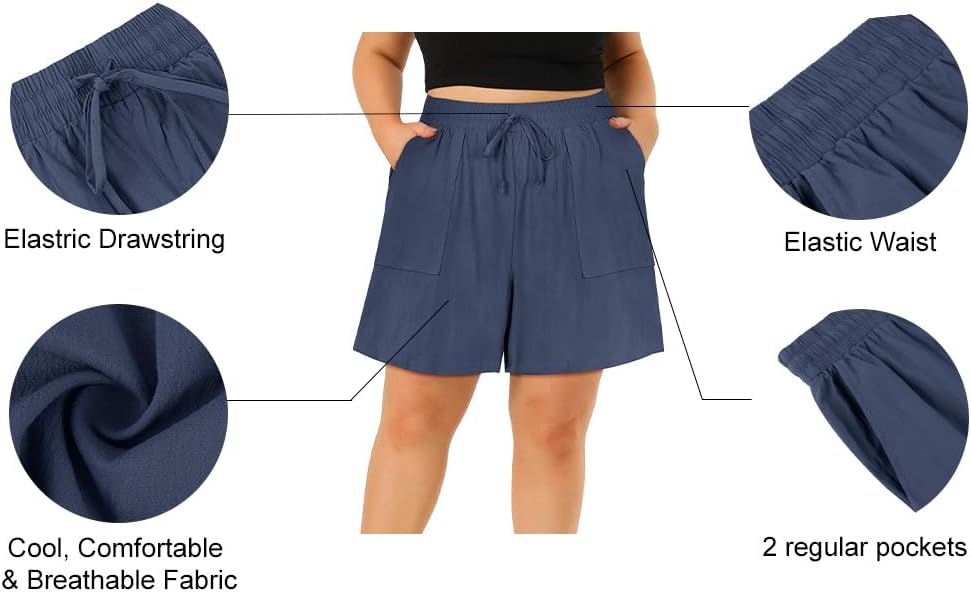 RITERA Plus Size Shorts for Curvy Women Lightweight Elastic Waist with Pockets Drawstring Womens Casual Shorts for Summer - Image 6