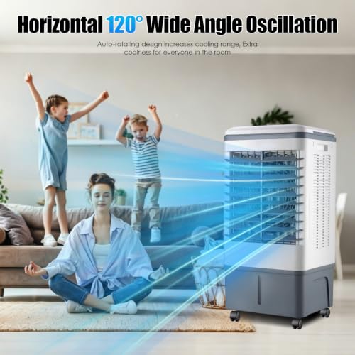 Enfriador de aire evaporativo de 20L para combatir el calor seco con oscilación de 120° 4