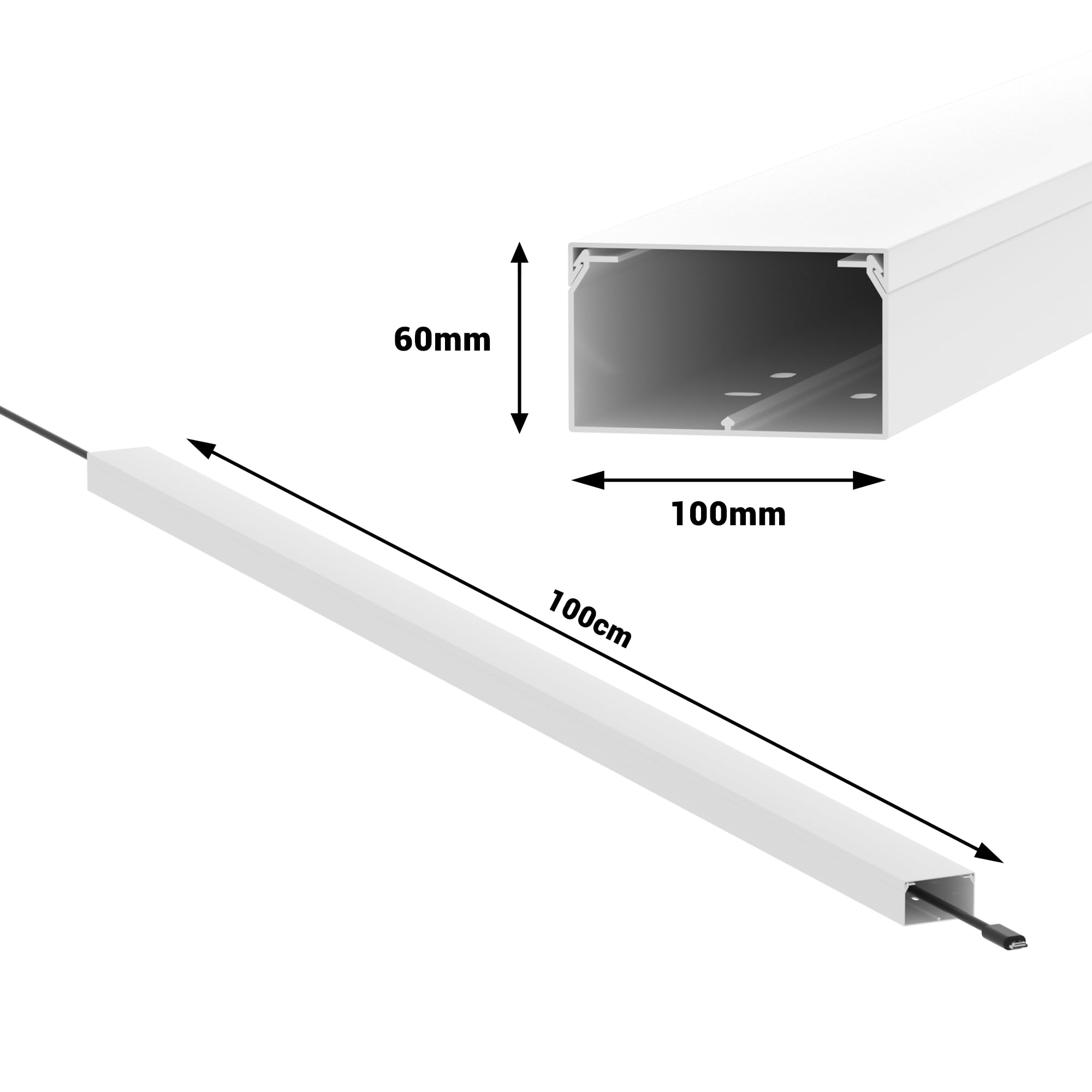 CILSON Goulotte de câble, 120x60 mm, 1 x 1 m, Blanc, à Visser - Made in Germany, Atelier, Local Technique, intérieur et extérieur