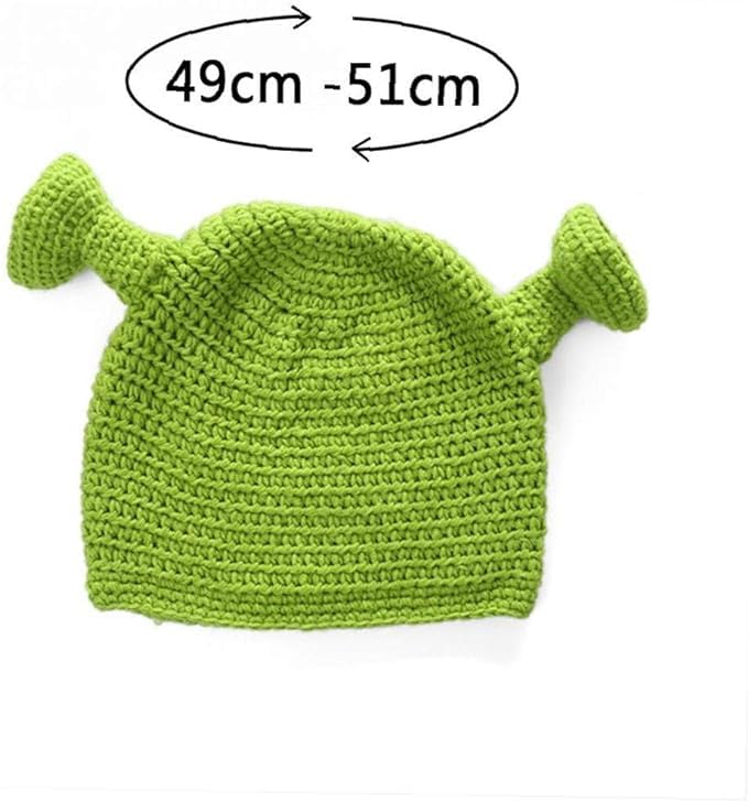 QUXING Cappello Lavorato a Mano in Lana, shreker Cappelli Con Le Orecchie per Adulti Cosplay anime Prop Berretti a Maglia Cappello Lavorato a Mano Il Cap per Uomini E Donne, verde