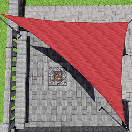Patio Paradise 8' x 8' x 11.3' Red Sun Shade Sail Triangle Right Canopy Shade Cloth for Garden...