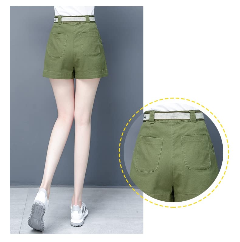 Short Femmes Coton A-Line Short À Jambe Large Short Décontracté avec Ceinture
