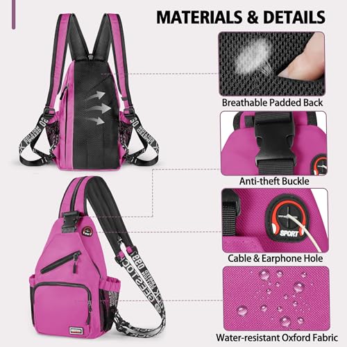 Image of Geestock Convertible Sling Bag for Women Men, Lightweight Crossbody Backpack Daypack Chest Bag Fit 10.9 inch Tablet for Travel, Sport, Hiking & Commute, Purplishred, 8.27inx3.94inx13.39in