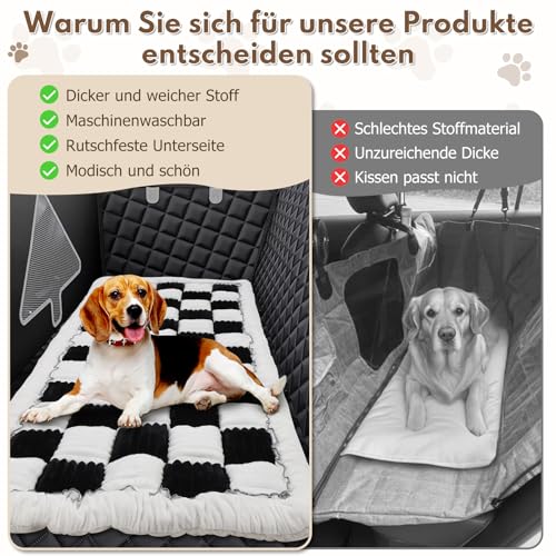 ZESTEFY Hunde Rücksitzbank Auto Hundebett Matte - Decke Plaid Reise Haustier Matte, rutschfeste, wasserdichte Autoschondecke für Hund, Universal Fit - Hundedecke für Auto, Sofa & Outdoor (Schwarz)