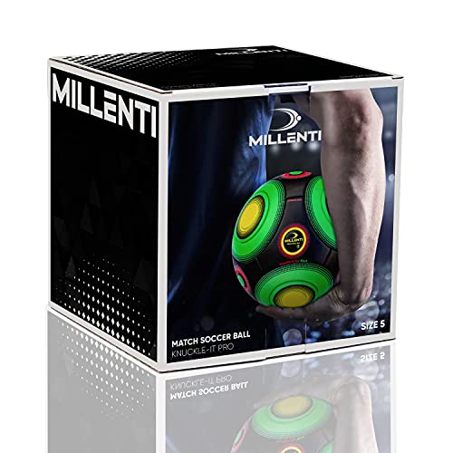 Millenti Knuckle-It Pro Soccer Ball - Size 5 Black Green Soccer Ball, Club Training Ball + Match Ball With High-Visibility Easy-To-Track Design (Black Green) Sb-Kip-Black / Sb0105Bk #TOP2