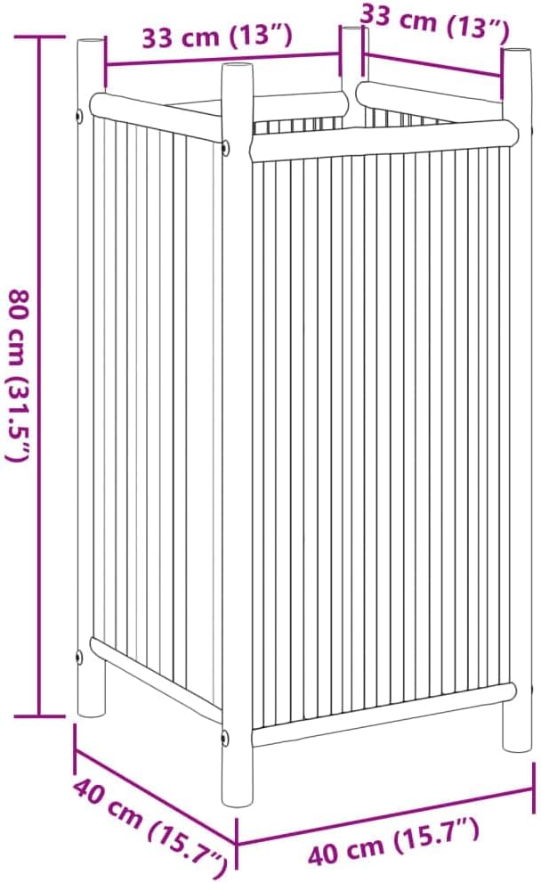 40 x 40 x 80 cm Bamboo Planter, Outdoor Vertical Garden Raised for Balcony and Garden, Mini Raised Garden for Seedlings, Vertical Garden Outdoor, Waterproof