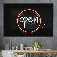 Framed Canvas Wall Art Illuminated Words 3D Industrial Inspirational Multicolor Neon Pop Art Quotes Typography Urban - 16x24 inches