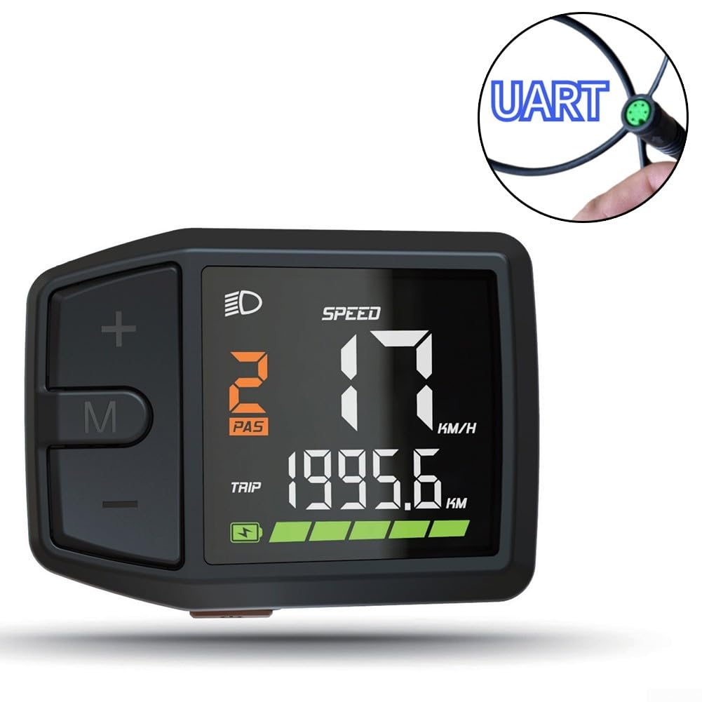 Ebike Display DZ41 - Pantalla para Bafang M500 M400 M200 HD Motor UART CAN Protocolo verde redondo de 5 agujeros y pantalla triangular, unidad ABS negra