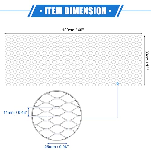 Image of Car Grill Mesh, 40 inchx13 inch 25x11mm Hexagon Hole Car Pickup Truck Grille Mesh Sheet Air Intake Insert Universal for SUV Multifunctional Aluminum Alloy Silver Tone
