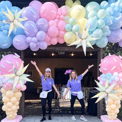Image of 4pcs Sweet Candy Balloons Macaron Candy Balloon Explosion Star for Candy Party Decorations Christmas Party Decor for Kids Candyland Party Decoration Sweet Candy Baby Shower Supplies