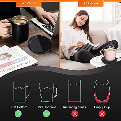 Diagram showing mug compatibility for the warmer