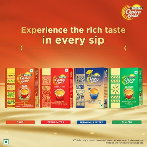 Image of Tata Tea Chakra Gold Care | Goodness Of Five Natural Ingredients | Brahmi, Ginger, Tulsi, Elaichi & Adhimadhuram | Flavoured Black Tea | Powder, 500 Grams