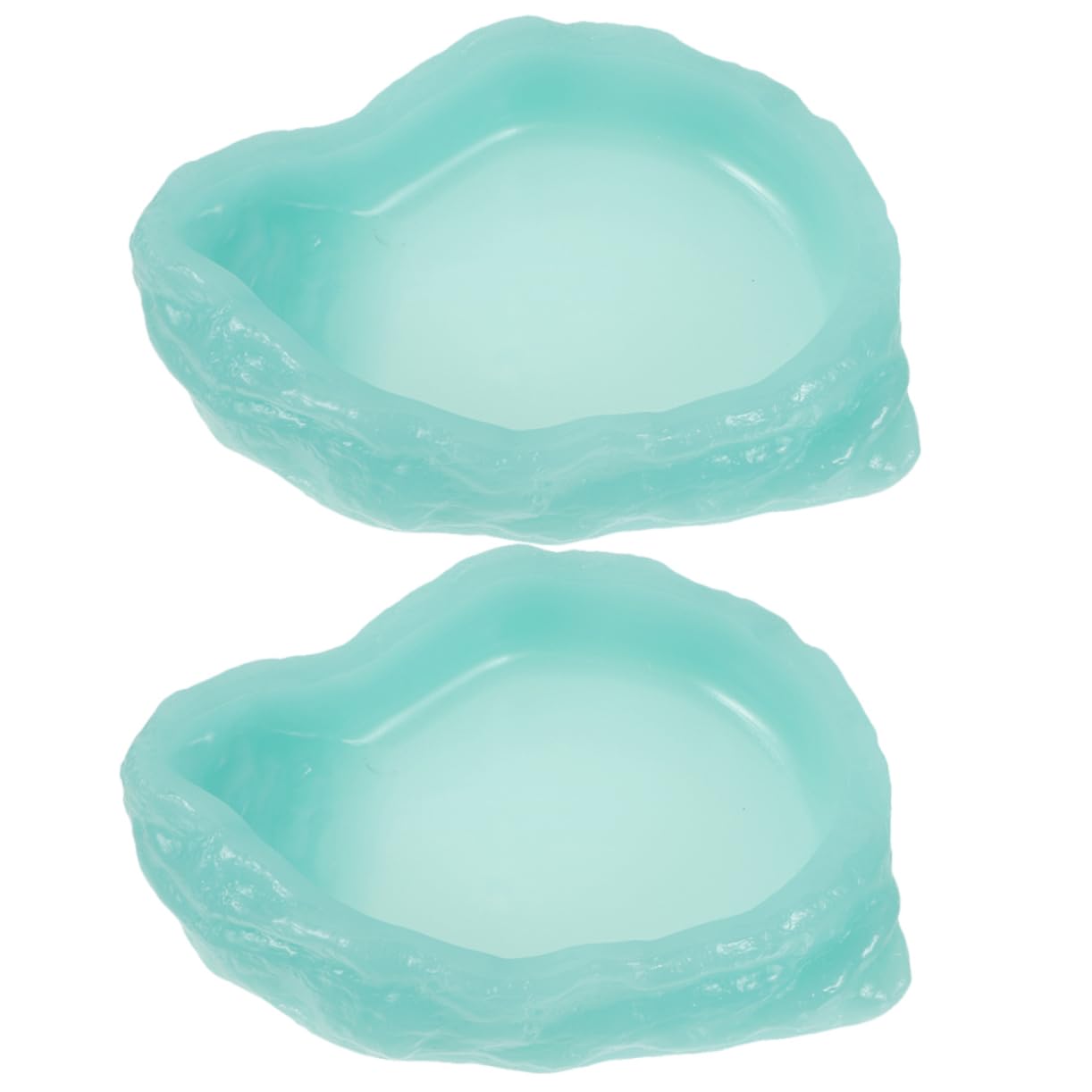 Ciotola Acqua Rettili Luminosa 2 Pezzi in Resina Verde Chiaro | Antiscivolo, per Cibo o Liquidi, Uso Terrario, Finitura Glow in The Dark