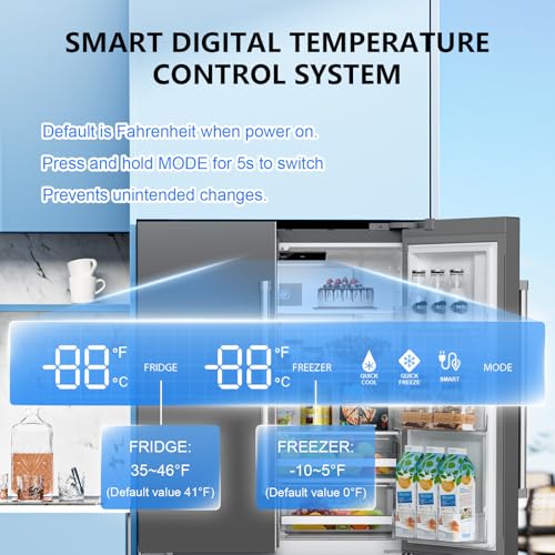 Image of Antarctic Star 2 French Door Refrigerator, Auto Ice & Water Filter, VCM Stainless, Multi-Air, Fast Cooling, Inverter, LED Alarm, Energy Star, 20.3 Cu Ft, Grey