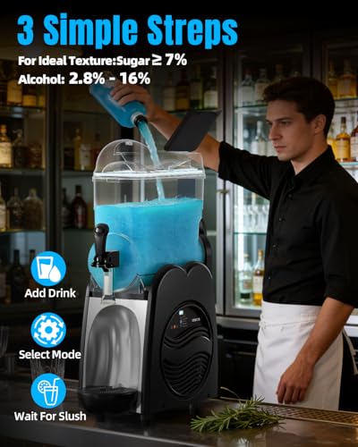 Image of GSEICE Commercial Slushie Machine 4.75 Gal Single Tank Margarita Machine for Wine Daiquiri, 7-Color LED Light, 5 Modes Slushy Machine, Slushie Machine for Bar Restaurant Store Party Business 120V /60Hz